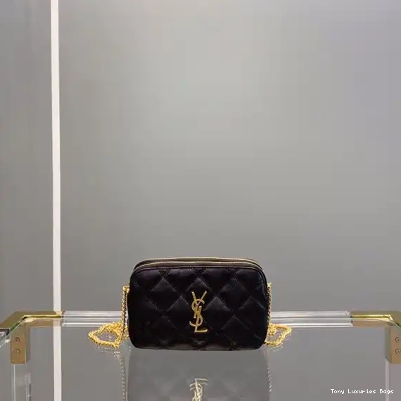 Tony Luxuries QUILTED LAMBSKIN POUCH IN DOUBLE-ZIP YSL BECKY 0524